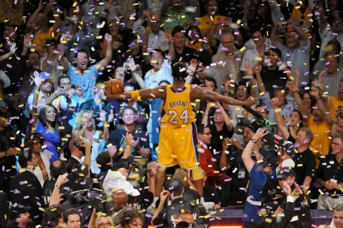 Kobe Bryant celebrates after Game Seven of the 2010 NBA Finals on June 17, 2010, at Staples Center in Los Angeles. GARRETT ELLWOOD/NBAE VIA GETTY IMAGES