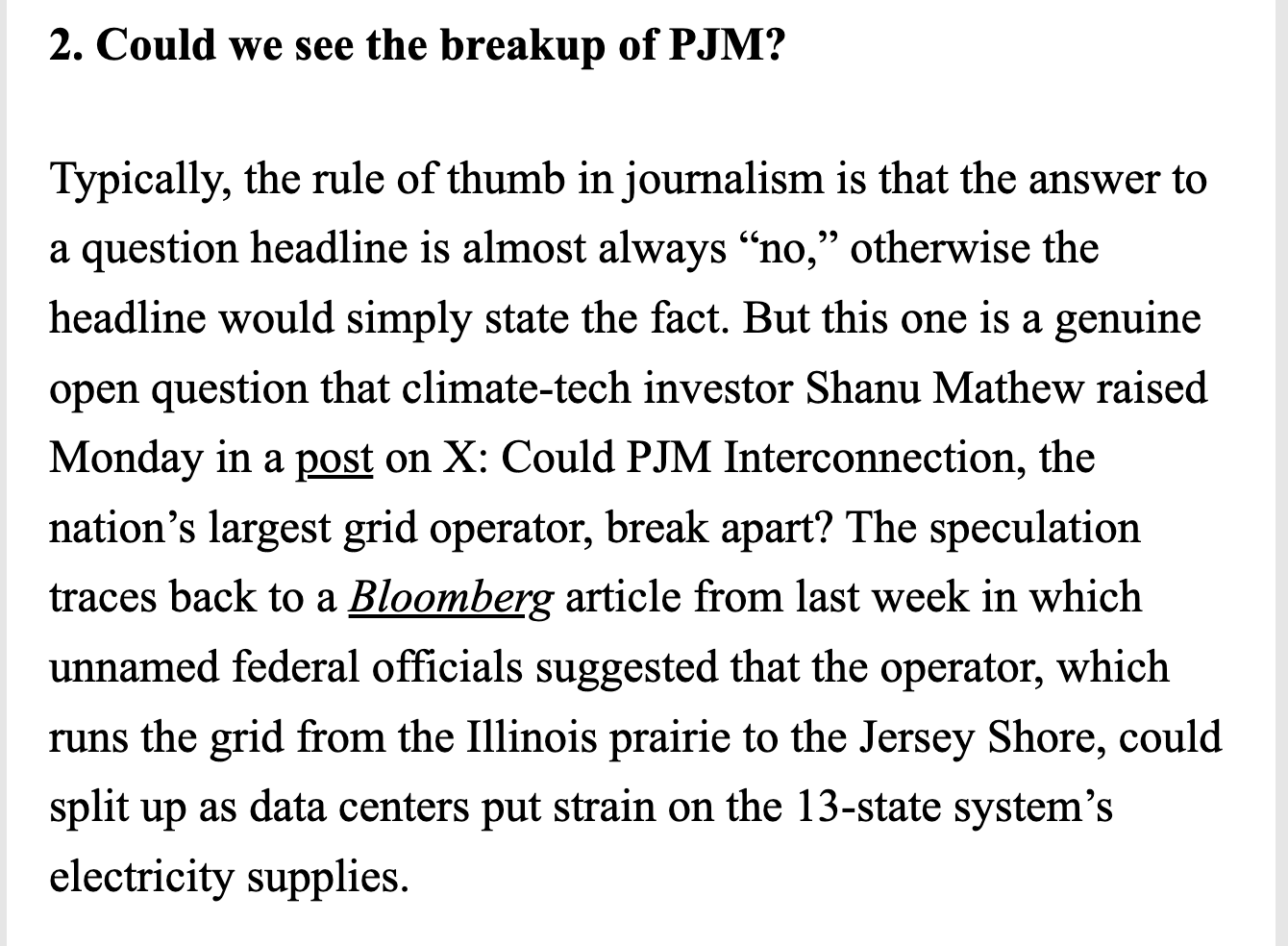 Heatmap News AM Briefing — Could We See the Breakup of PJM?